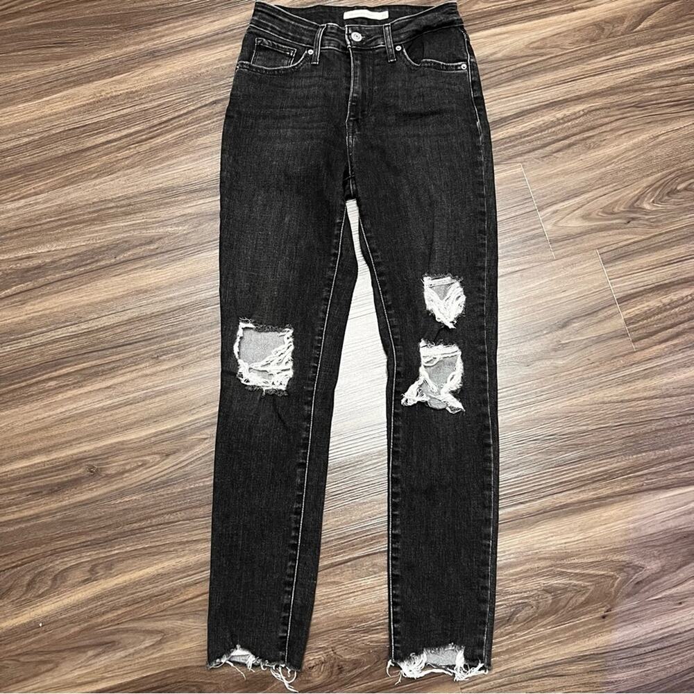 Levi's sz 25 721 High Rise Skinny Distressed Ripped Jeans - Roll Out Wash